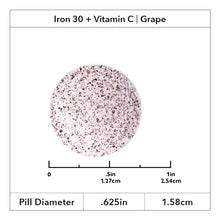 Image of Roller Weight loss Iron grape 30 mg tablet showing .625 inch