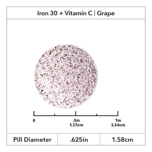 Image of Roller Weight loss Iron grape 30 mg tablet showing .625 inch
