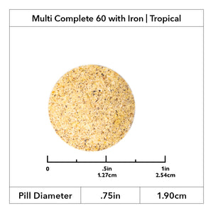 Image of Roller Multi-complete 60 Tropical tablet diameter showing .75 inches