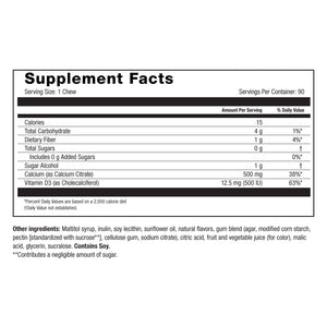 Image of Roller Calcium Soft Chews Cherry Supplement Facts