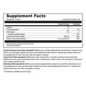 Image of Roller Calcium soft chews Mixed Fruit Supplement Facts