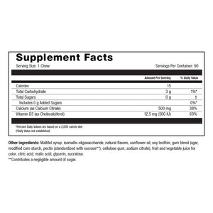 Image of Roller Calcium Soft Chews Strawberry Banana Supplement Facts