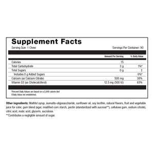 Image of Roller Calcium Soft Chews Watermelon Supplement Facts