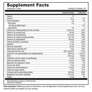 Image of Roller Multivitamin soft chew Razzleberry supplement facts