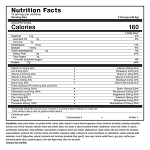 Image of Roller High Protein Meal Replacement Vanilla Bean Supplement Facts 