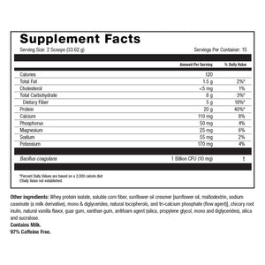 Image of Roller PS-20 Protein Powder Supplement Facts Iced Decaf