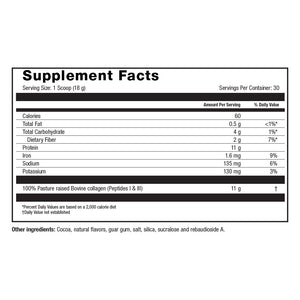 Image of Celebrate Collagen Peptides Cocoa Supplement Facts