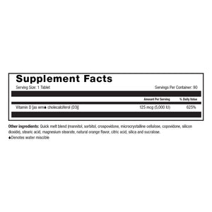 Image of Roller Vitamins D3 Orange 90 count supplement facts